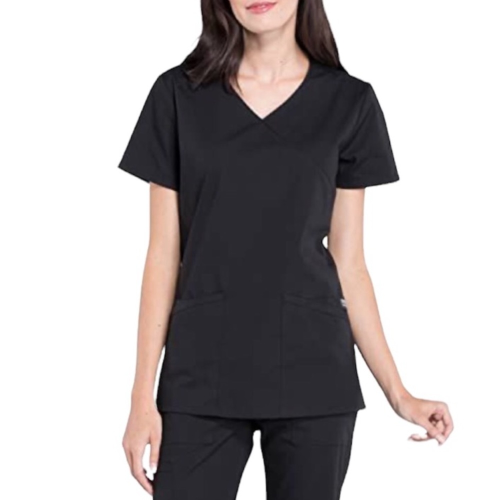 Cherokee Core Stretch Black V-Neck Short Sleeve Scrub Medium